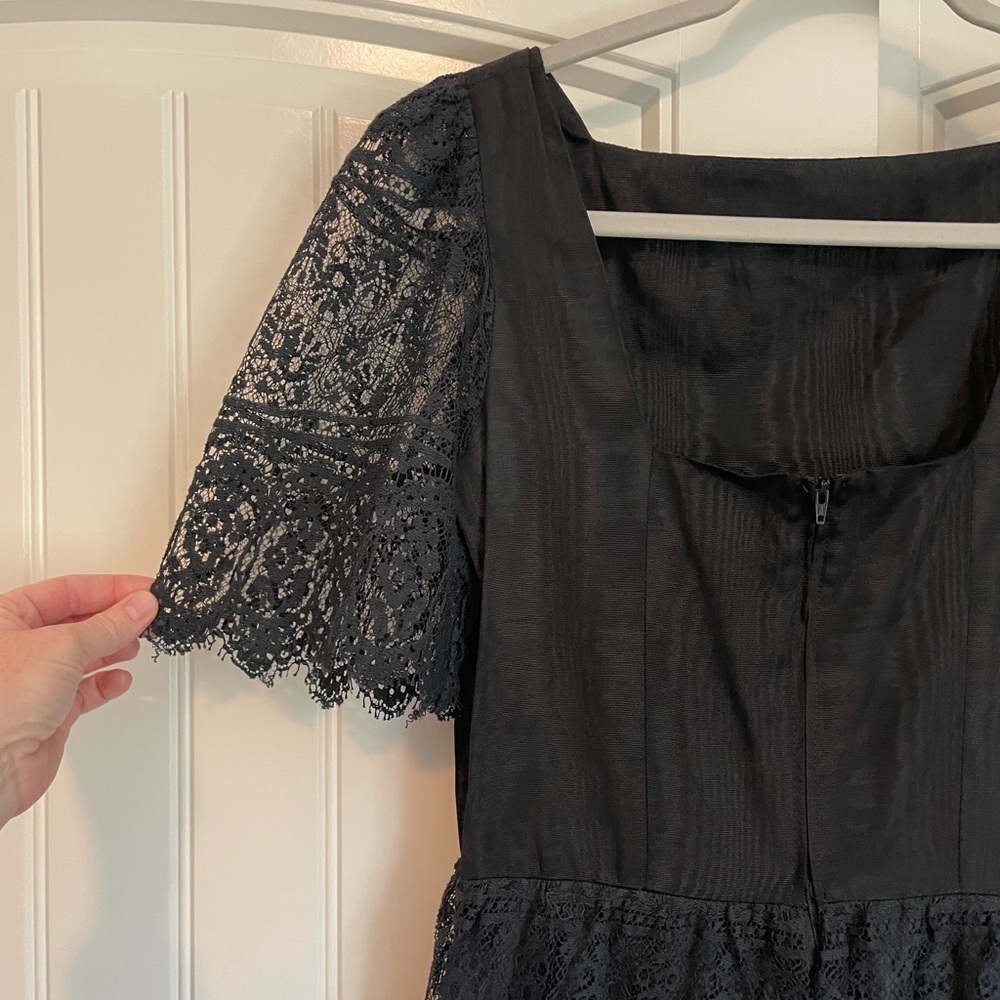Vintage Nuit black lace ruffle tiered maxi dress size 12 - Picture 4 of 11